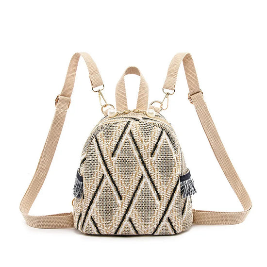 Zaino Donna Effetto Paglia Intrecciato – Backpack Estivo Casual Chic