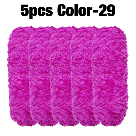 Set 5 rotoli filato ciniglia velluto 100 g – filo morbido e caldo per coperta, maglione, cuscini, DIY