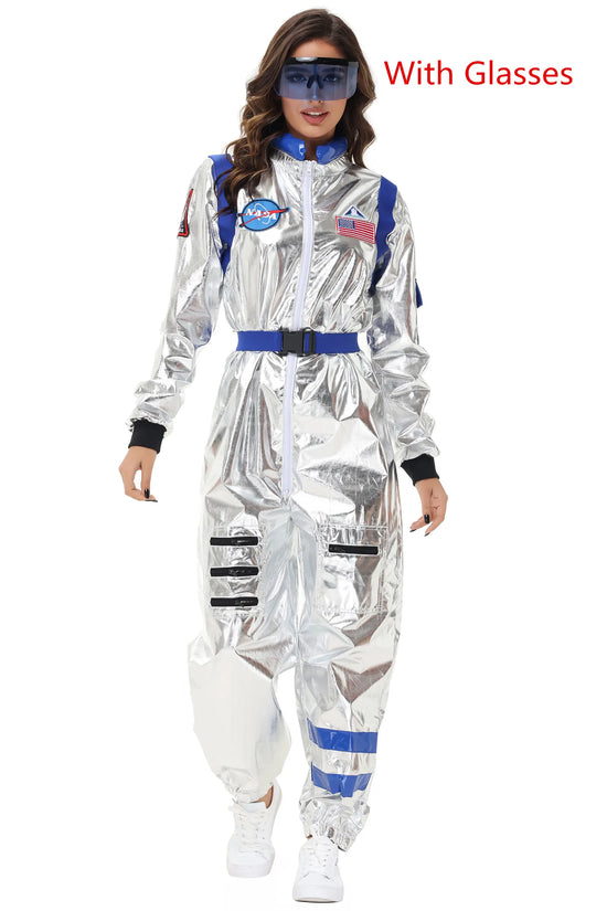 Costume Astronauta Argento per Adulti – Tuta Spaziale Cosplay per Carnevale e Halloween