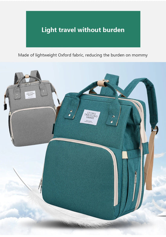 Zaino Fasciatoio Pieghevole 3 in 1 con Lettino Portatile – Borsa Mamma da Viaggio Leggera e Capiente
