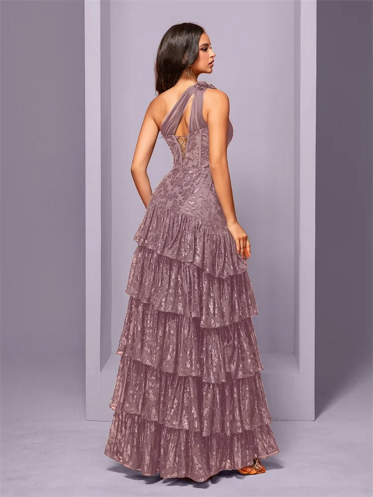 Abito Lungo Elegante da Sera Donna – Maxi Dress con Spacco e Paillettes per Cerimonie, Party e Promessa