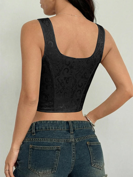Corsetto Nero Elegante Donna – Bustier Vita Stretta con Lacci