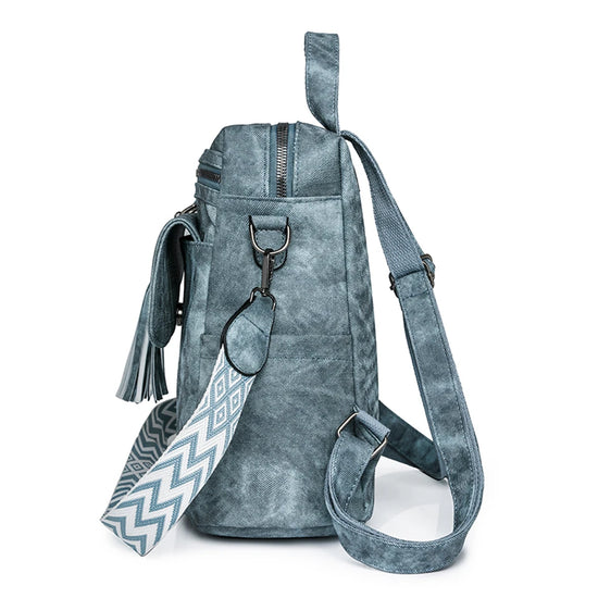 Zaino donna grande capacità in pelle simil-cuoio – daypack fashion da viaggio e scuola, backpack solid colour per ragazze