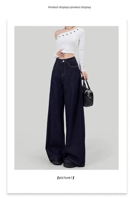 Jeans donna vita alta loose fit – Gamba dritta / wide-leg elegante per l’autunno / inverno