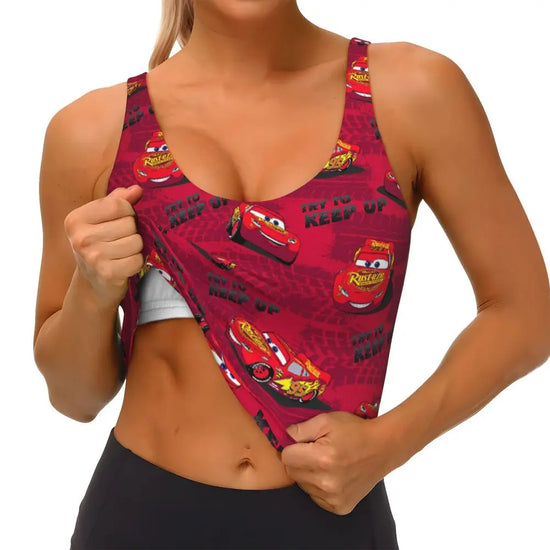 Maglia cars SaettaMcQueen Donna | Cartoon Fitness Crop Top Cars