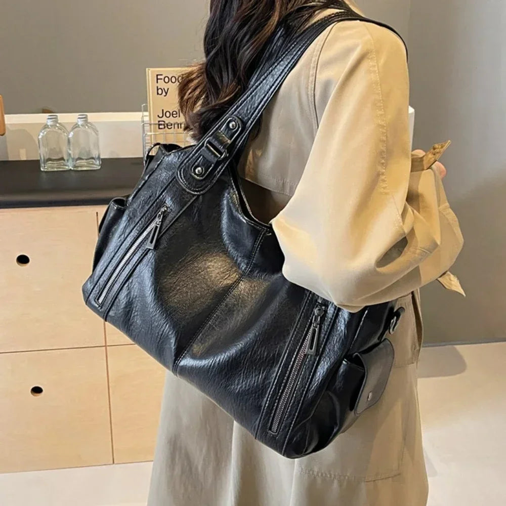 Soft Interior Compartment Shoulder Bags 2025 High Quality Contrasting Colors Bags for Women Fashion Zipper Pu Women's Handbags