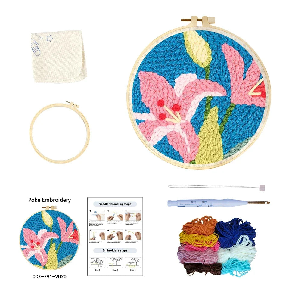Kit Punch Needle Animali – Ricamo DIY Facile per Principianti