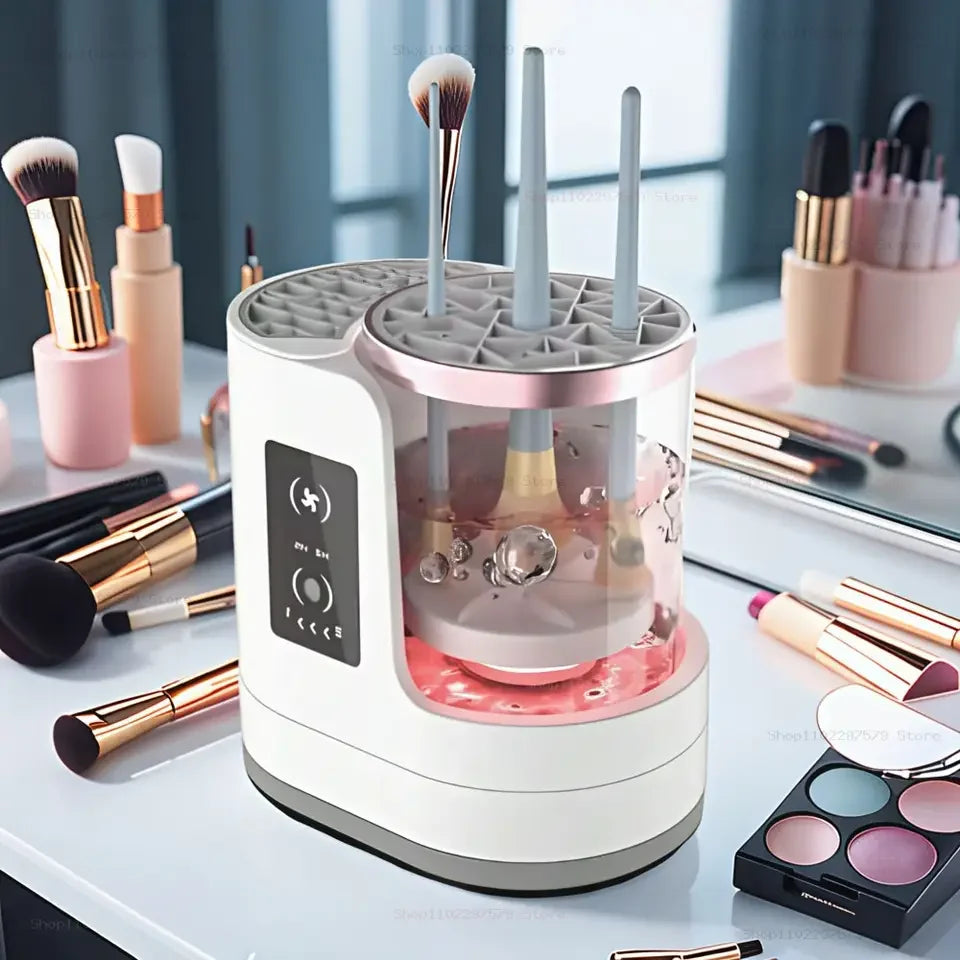 Pulitore Elettrico 3 in 1 per Pennelli Trucco – Lava, Asciuga e Organizza