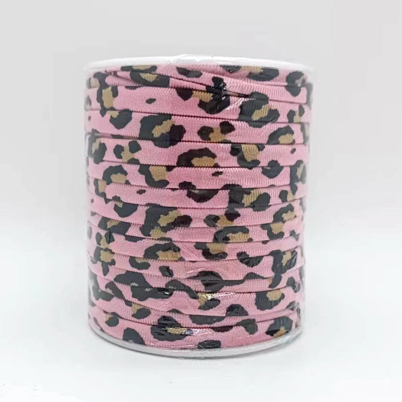 Cordoncino elastico 5 mm 20 m lycra roll leopardato print – banda elasticizzata milk-fiber per abiti, borse e progetti DIY