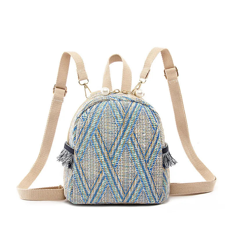 Zaino Donna Effetto Paglia Intrecciato – Backpack Estivo Casual Chic