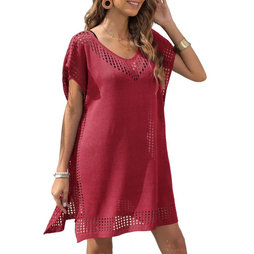 Pareo Copricostume Donna Estivo Elegante – Vestito Mare Lungo in Tinta Unita con Spacco Sexy