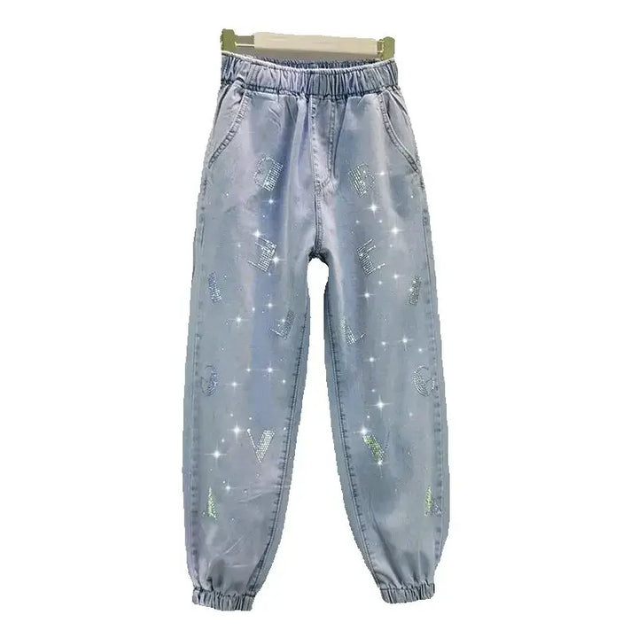 Jeans Donna Vita Alta con Gamba Larga e Vita Elasticizzata –Estate 2025