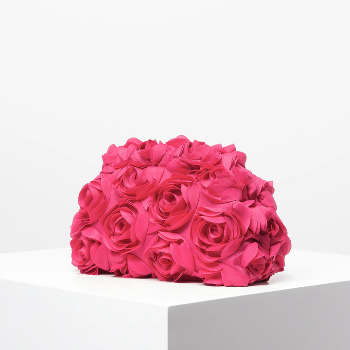 Clutch elegante rosa per donna – borsa clutch da cerimonia/partecipazione con rose, regalo perfetto per festa & cena