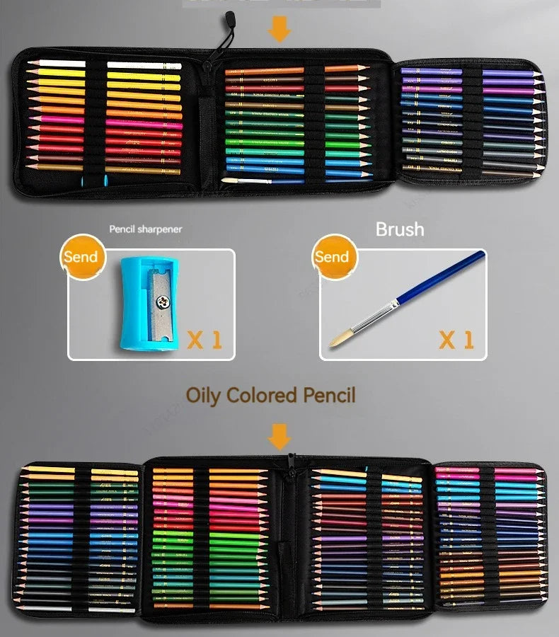 Set Matite Colorate 48/72/120/200 Colori – Oil e Acquerellabili per Disegno