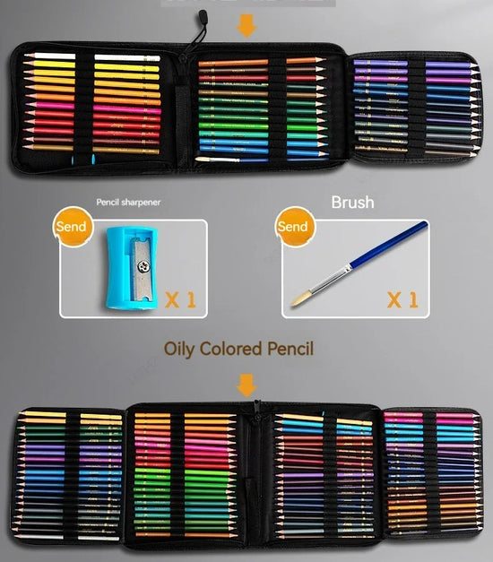 Set Matite Colorate 48/72/120/200 Colori – Oil e Acquerellabili per Disegno