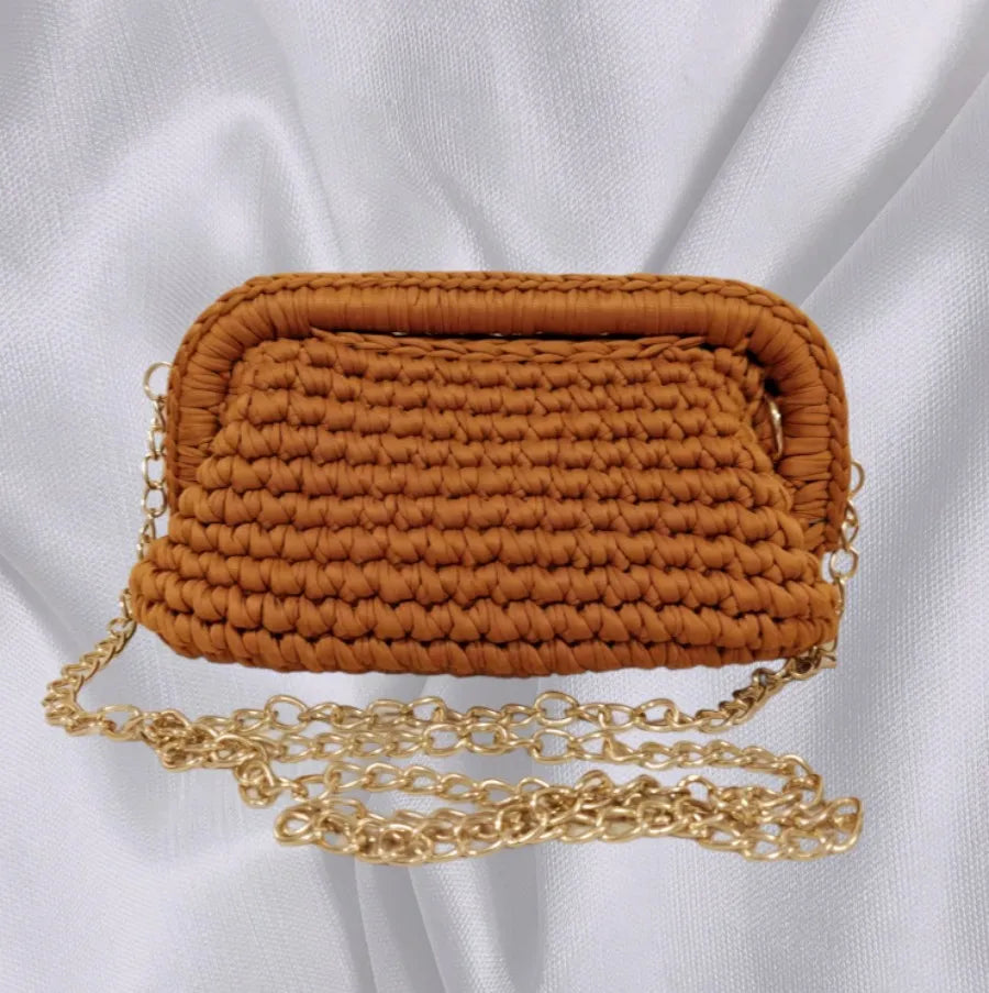 Borsa Clutch Donna Intrecciata a Spalla in Stile Crochet – Bag Elegante Fatta a Mano