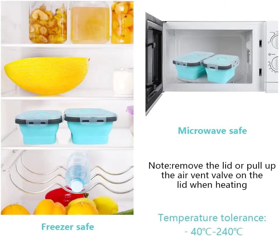 Contenitori Alimentari Pieghevoli 4 Pezzi – Set Salvaspazio in Silicone