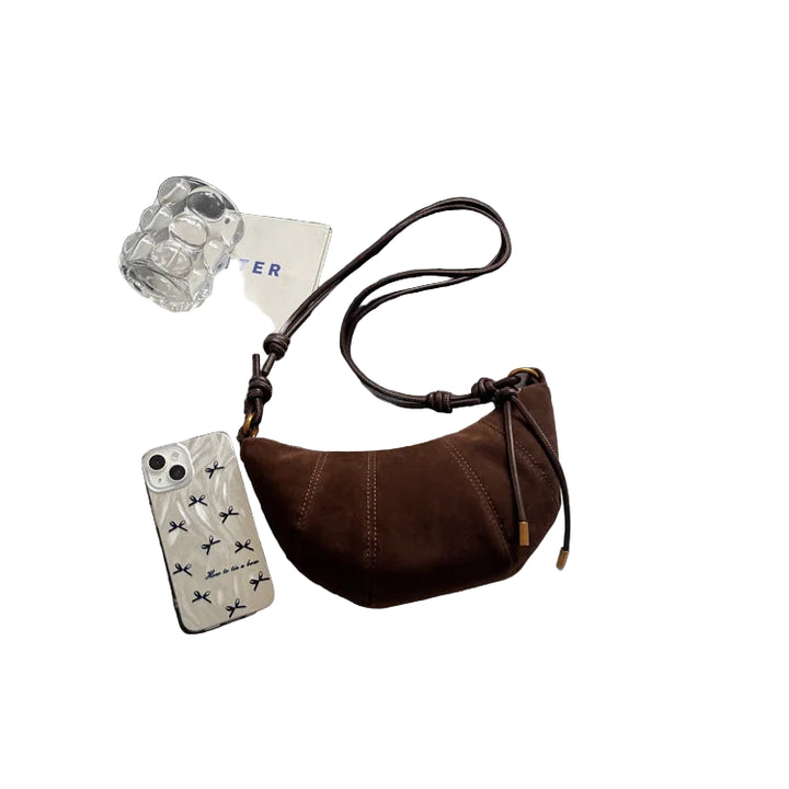 Borsetta baguette crossbody in velluto 2025 – stile western, zip e look raffinato minimal