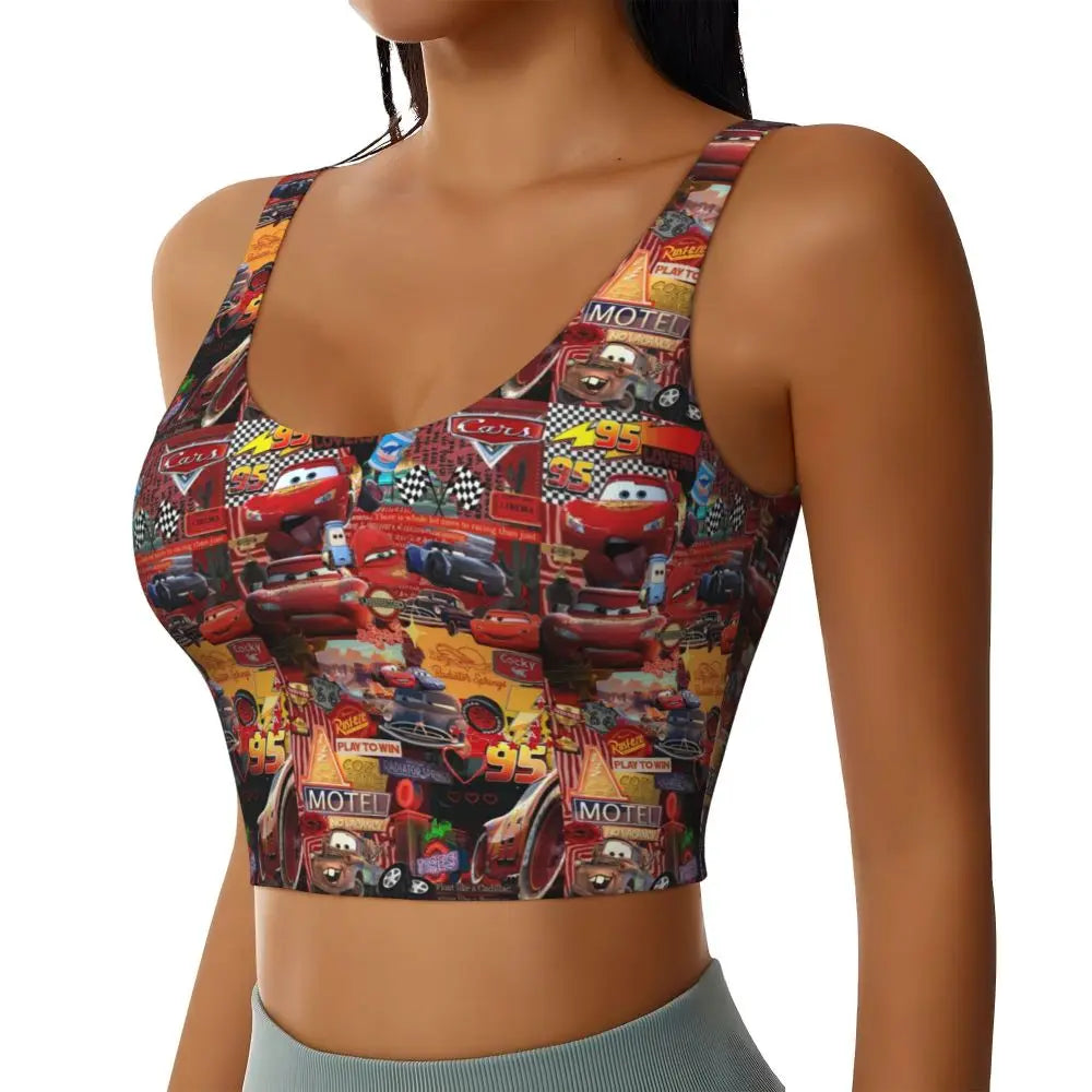 Maglia cars SaettaMcQueen Donna | Cartoon Fitness Crop Top Cars