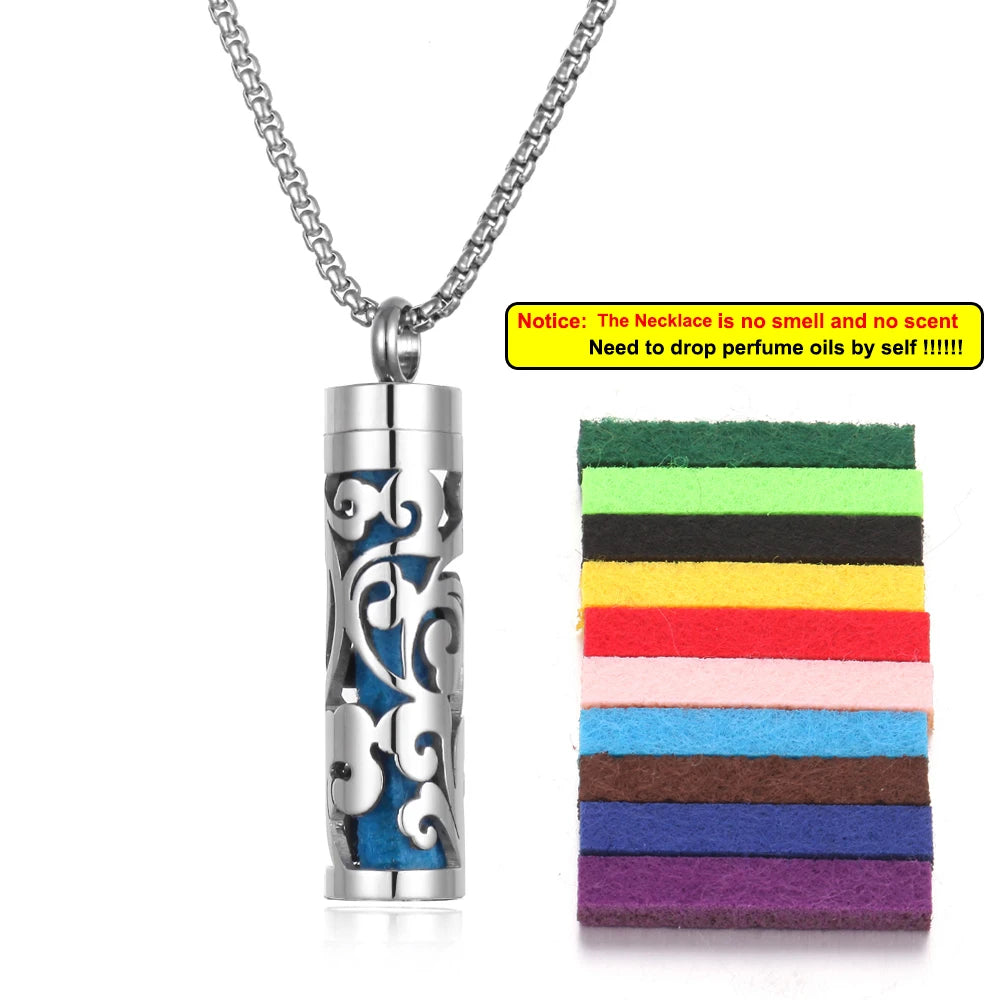 Collana diffusore profumo in acciaio – Aromaterapia wearable argento con spugnetta interna