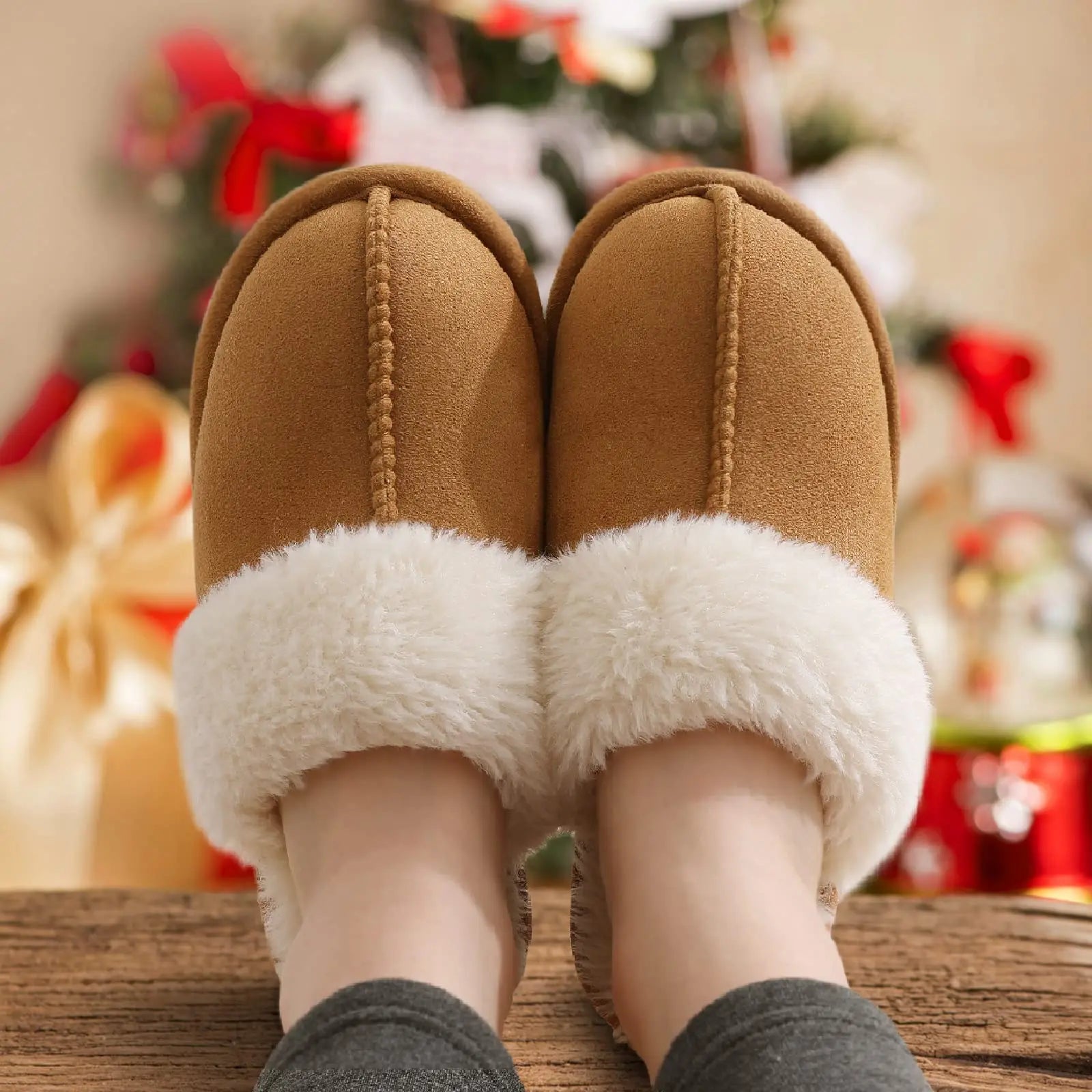 Ciabatte donna in pelliccia eco e suede – antiscivolo, indoor/outdoor, moda casa 2025