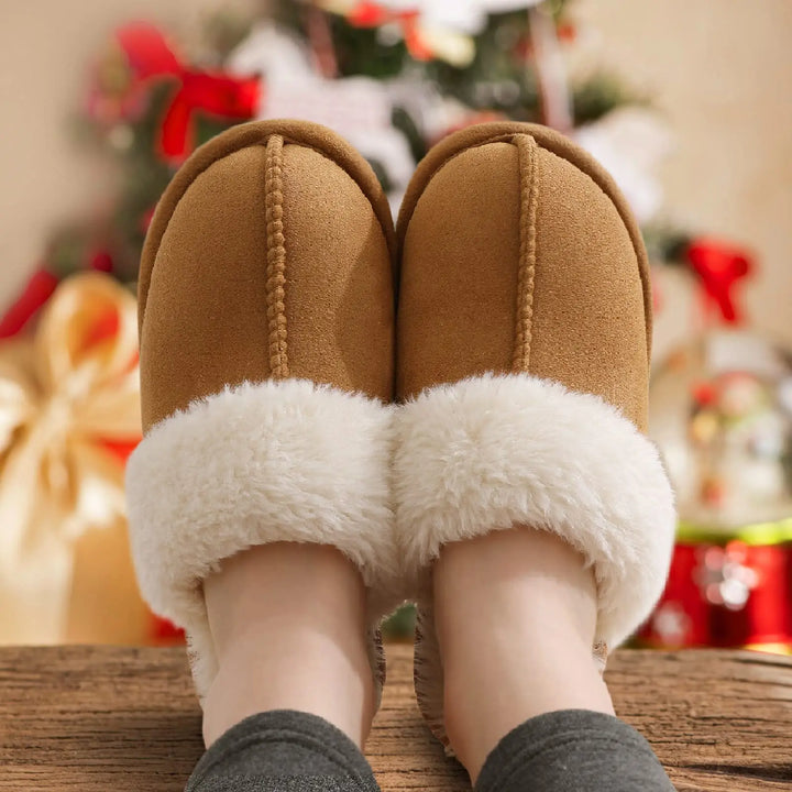 Ciabatte donna in pelliccia eco e suede – antiscivolo, indoor/outdoor, moda casa 2025