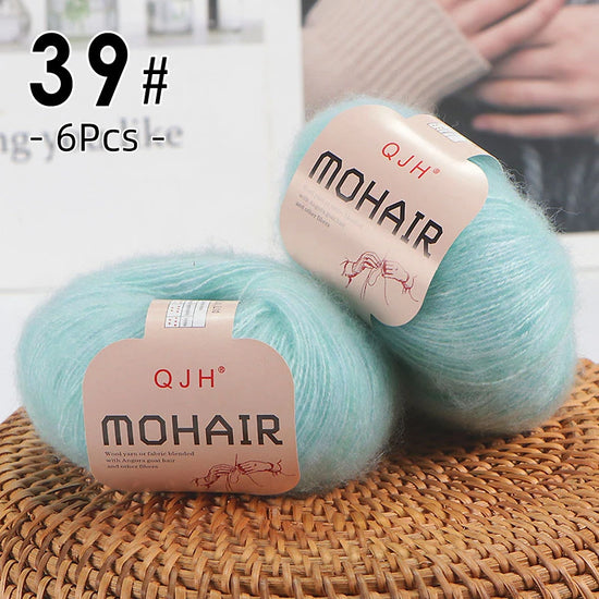 Set 6 gomitoli filato mohair morbido – lana angora effetto fluffy per maglioni, sciarpe, shawl fai-da-te