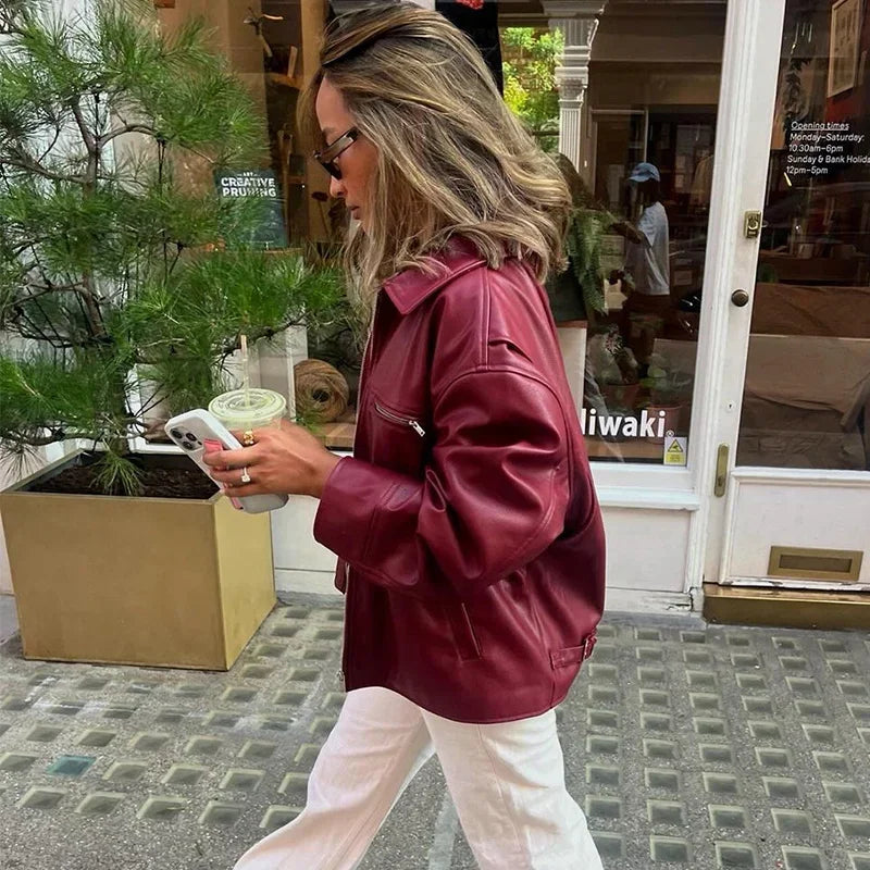 Giacca Donna in Similpelle con Zip e Colletto - immagine 33