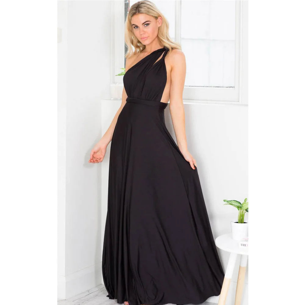 Abito Lungo Multiway Donna con Scollo a V – Vestito Trasformabile Elegante