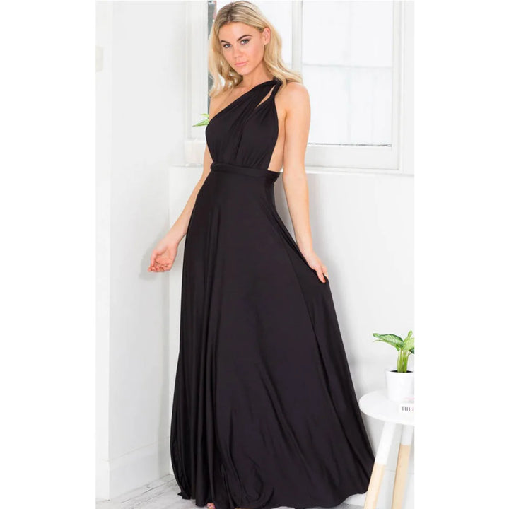 Abito Lungo Multiway Donna con Scollo a V – Vestito Trasformabile Elegante