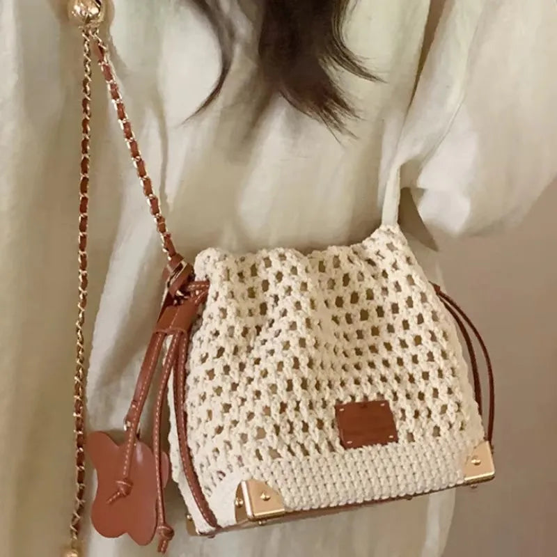 Borsa in Paglia Beige Donna a Tracolla – Estivo Casual Chic