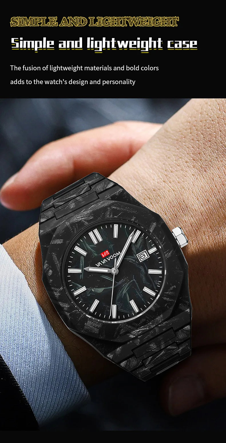 Orologio da Uomo Elegante con Quadrante Marmo – Impermeabile, Calendario e Lancette Luminose