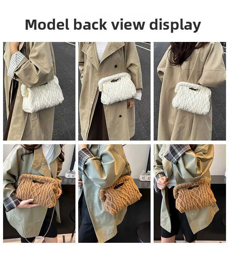 Borsa Crochet Donna Invernale – Crossbody Tricot con Catena e Texture Maglia