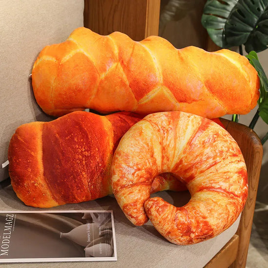 Realistic Bread Plush Pillow Set Croissant Baguette Hot Dog Sofa Decor Soft Comfort Food Themed Cushions For family Birthday Gif