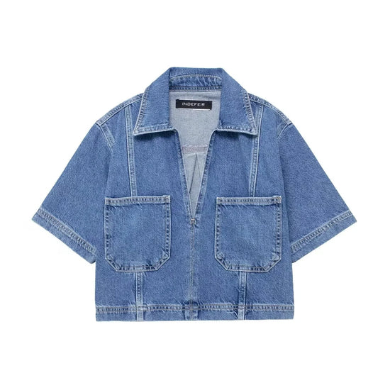 Completo Denim Donna – Set Top e Shorts Elegante Estate