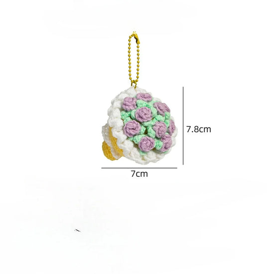 Portachiavi handmade a mini bouquet di fiori all’uncinetto – regalo dolce e artigianale