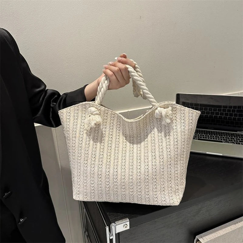 Borsa a Spalla Estiva in Paglia Intrecciata per Donna – Stile Boho Chic, Grande Capacità, Perfetta per Spiaggia e Vacanze