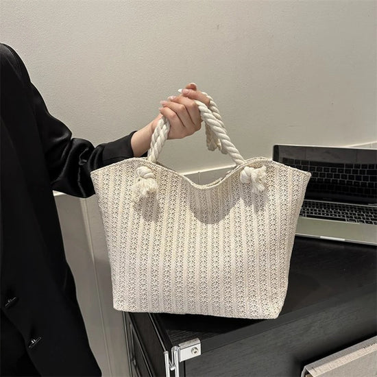 Borsa a Spalla Estiva in Paglia Intrecciata per Donna – Stile Boho Chic, Grande Capacità, Perfetta per Spiaggia e Vacanze