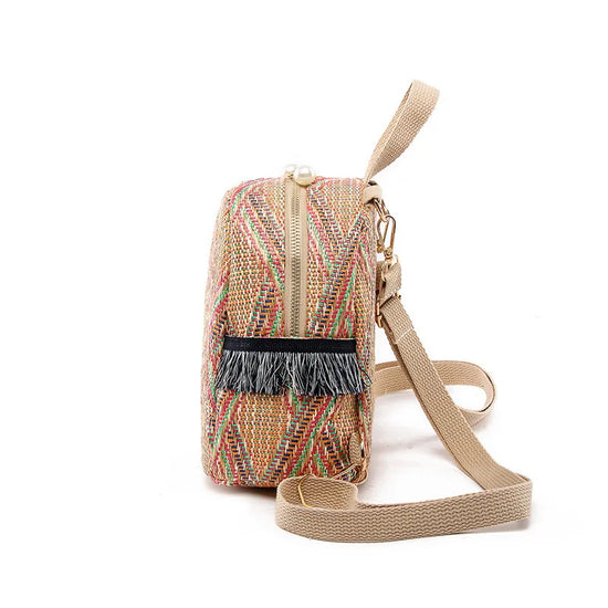 Zaino Donna Effetto Paglia Intrecciato – Backpack Estivo Casual Chic