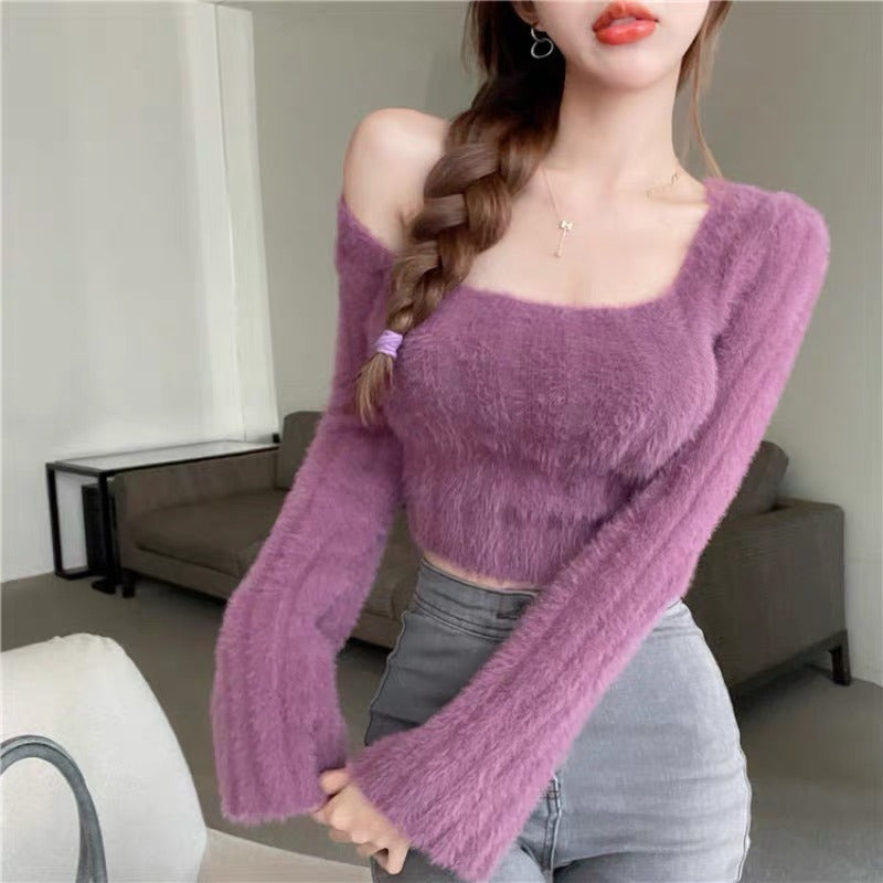 Maglione corto in maglia per l’autunno/inverno