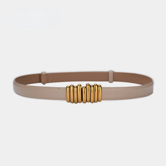 Cintura donna ecopelle vera 2025 – skinny knot belt in cowhide con fibbia gold, cintura regalo moda