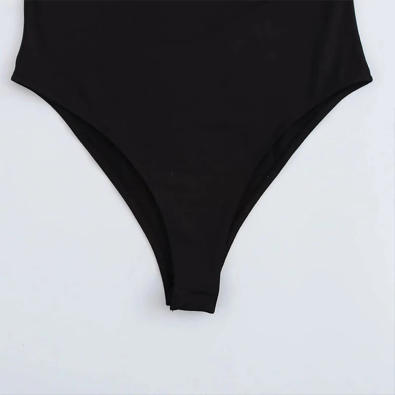 Bodysuit nero a manica lunga – body aderente sexy 2025 per donne, multiuso e lingerie