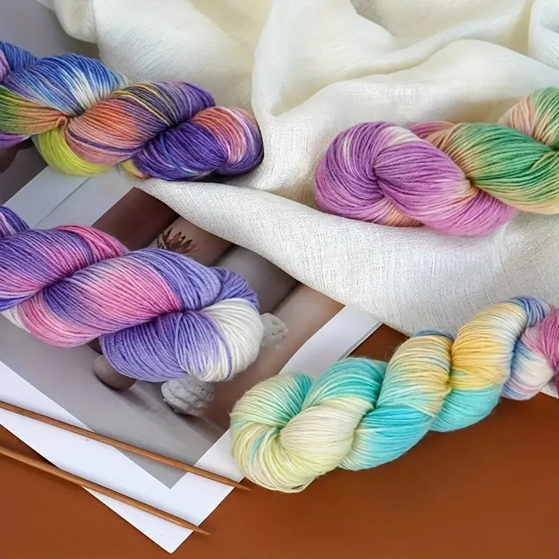 Set 3 × 100 g Lana Multicolore Sfumata – Filato Gradient per Maglieria e Uncinetto