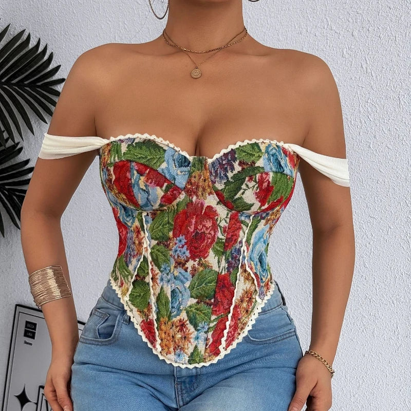 Top Donna in Pizzo Ricamato – Corsetto Elegante e Sexy
