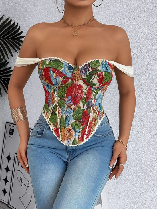Top Donna in Pizzo Ricamato – Corsetto Elegante e Sexy