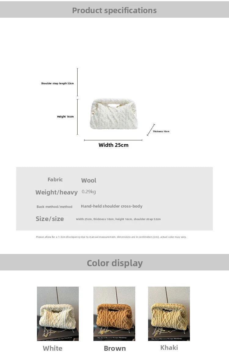 Borsa Crochet Donna Invernale – Crossbody Tricot con Catena e Texture Maglia