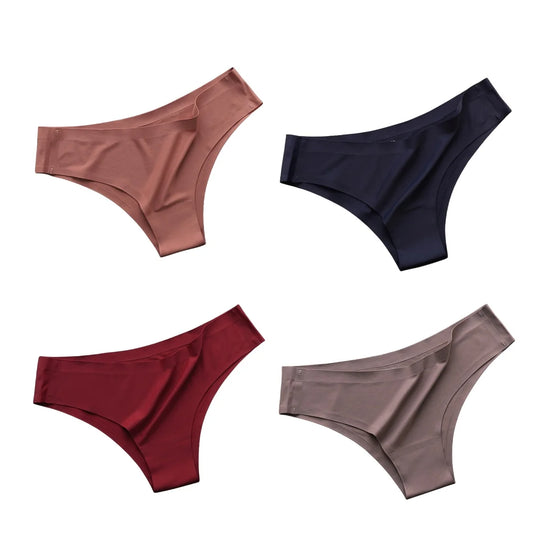 Set 4 pezzi mutandine donna seamless in ice silk – vita bassa G-string ultra sottile comfort quotidiano