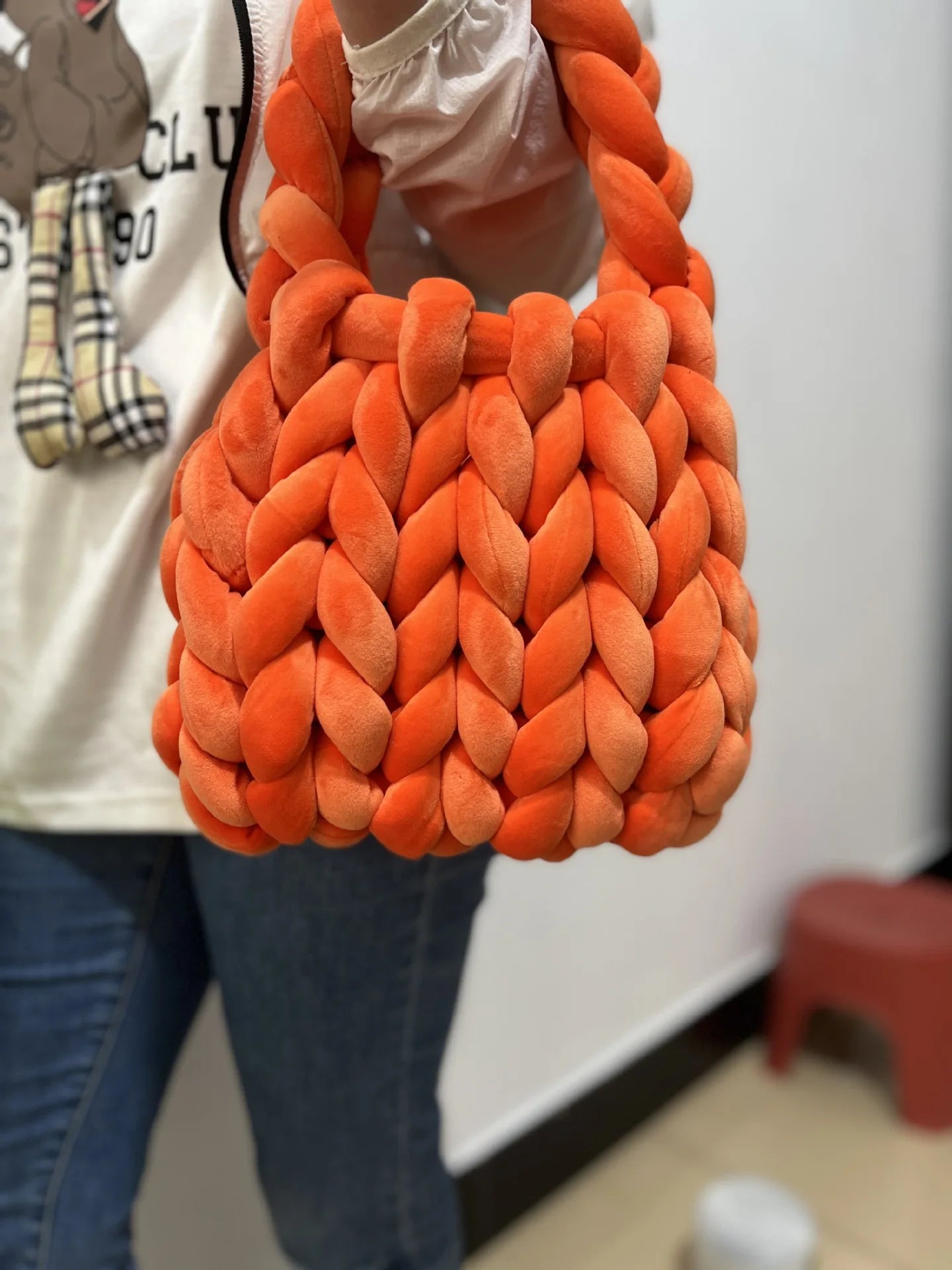 Borsa uncinetto in velluto intrecciato a mano – handbag artigianale unisex disponibile in più colori e dimensioni