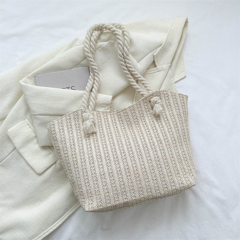 Borsa a Spalla Estiva in Paglia Intrecciata per Donna – Stile Boho Chic, Grande Capacità, Perfetta per Spiaggia e Vacanze