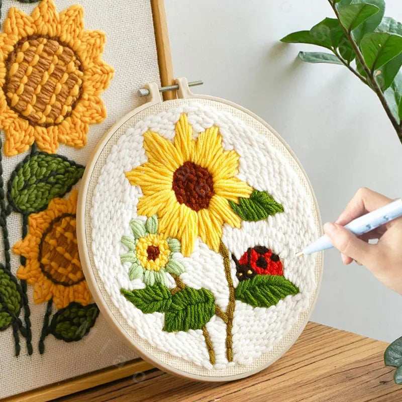 Kit Punch Needle Girasole – Ricamo DIY per Principianti